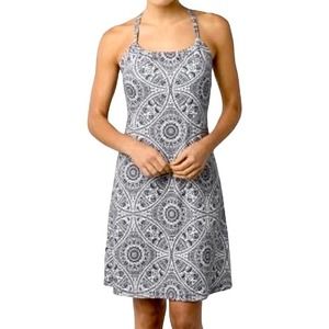 prAna Quinn Dress Geometric Print Casual Everyday Stretch Black/White Size XL